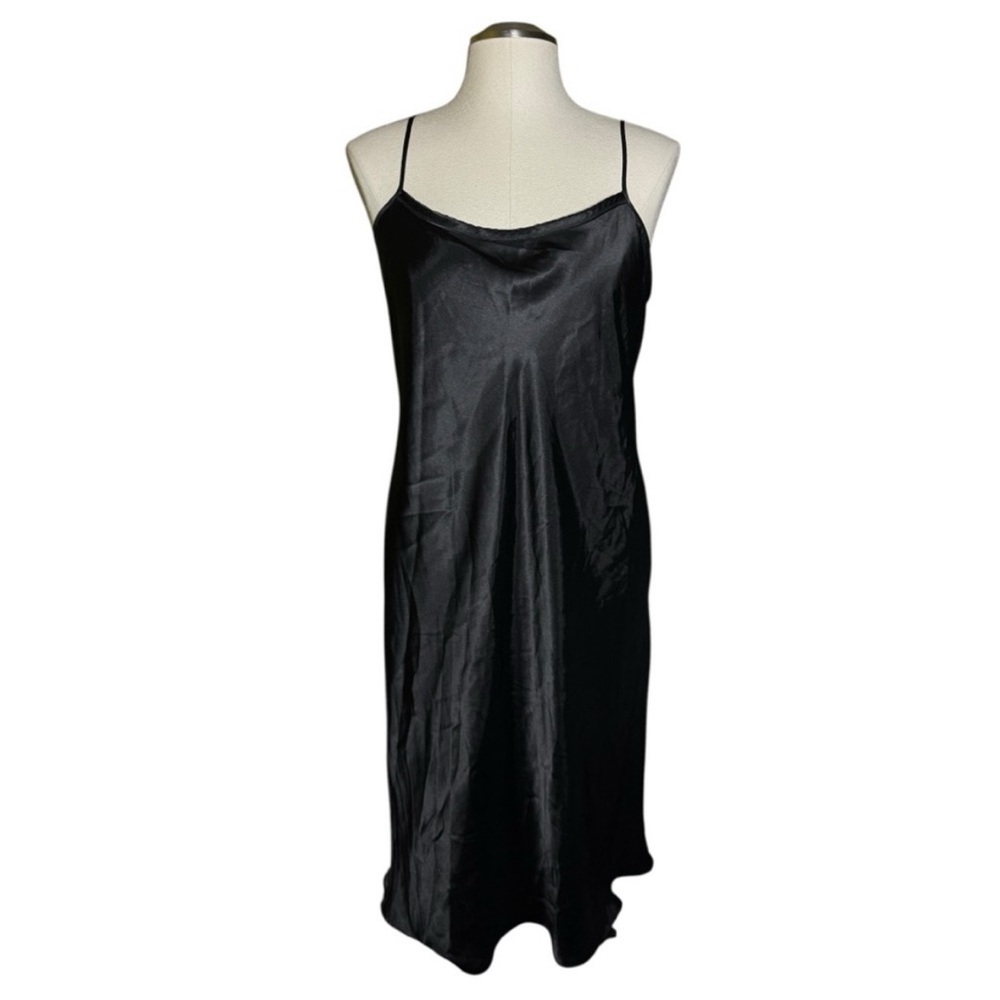 Cruz Black Satin Vintage Nightgown Fall Slip